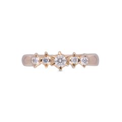 Traditional Gold Diamond Ring in Five Diamond Close Setting