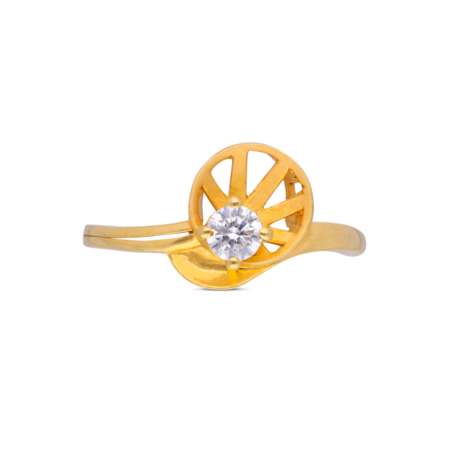 Radiant Gold Ring with Central Zircon Stone