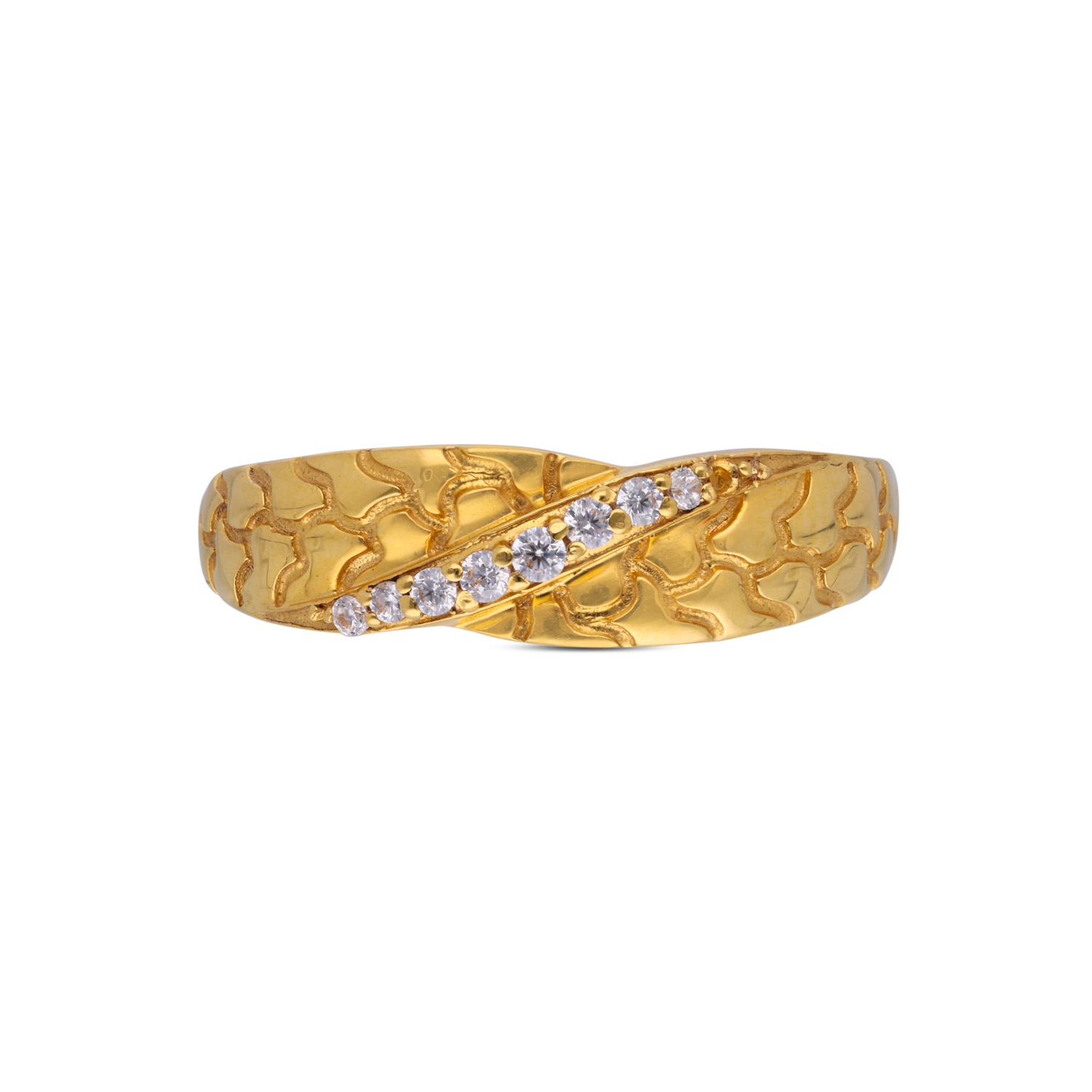 Gold Men's Ring with White Cubic Zirconia