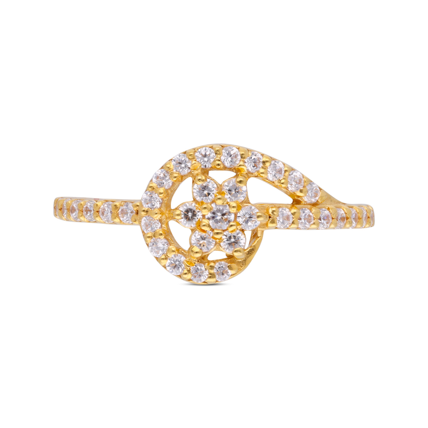 Radiant White Cubic Zirconia Gold Ladies Ring