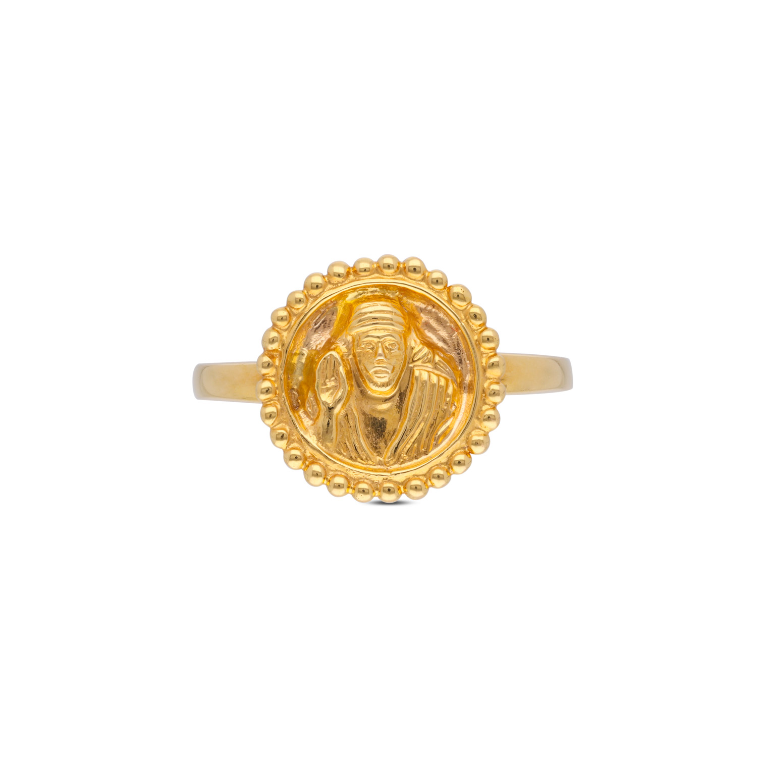 Blessed Sai Baba Gold Ring with Religious Motif