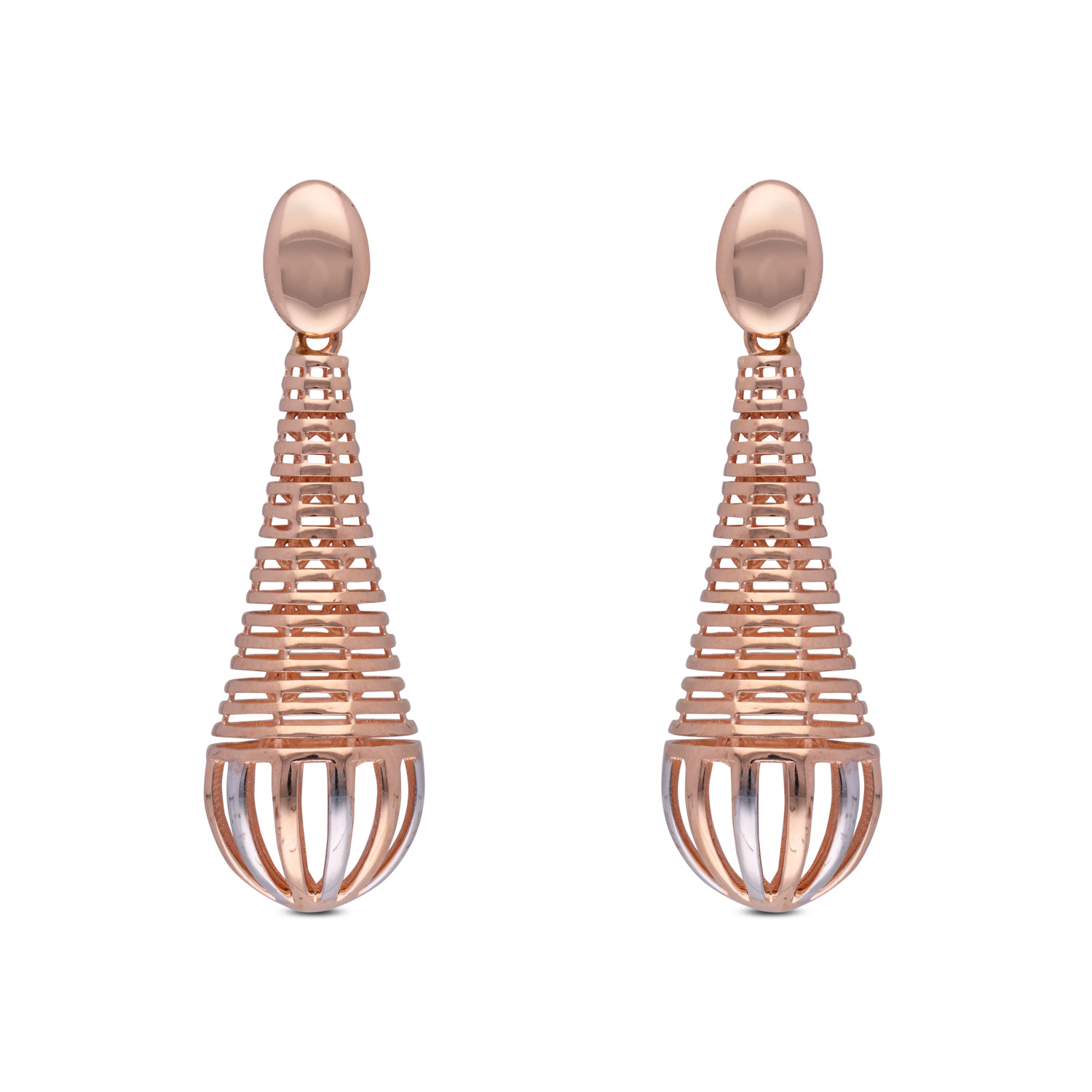 Golden Pyramid Tier Drop Earrings