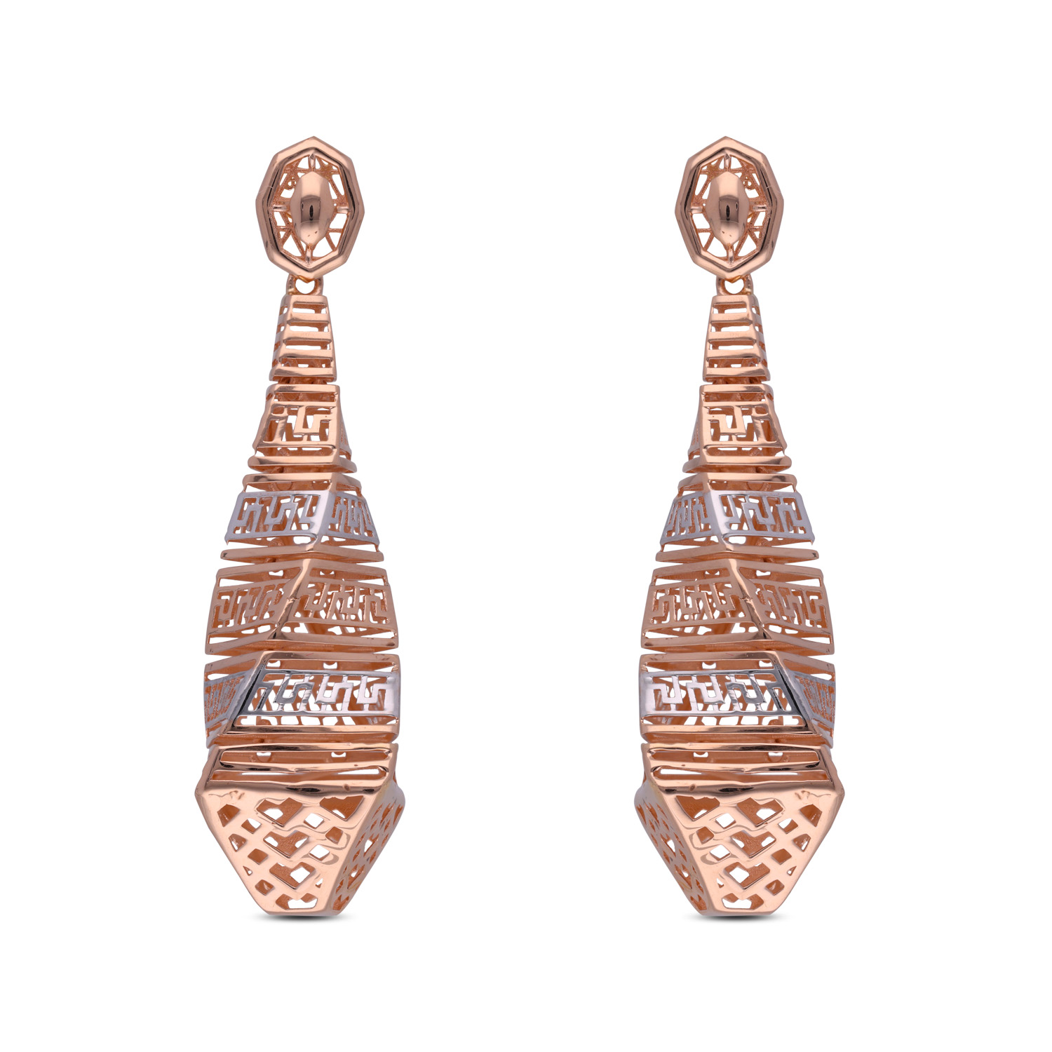 Rose Gold Geometric Layered Ear Drops