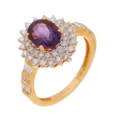 Diamond Ring Set With Coloured Gems