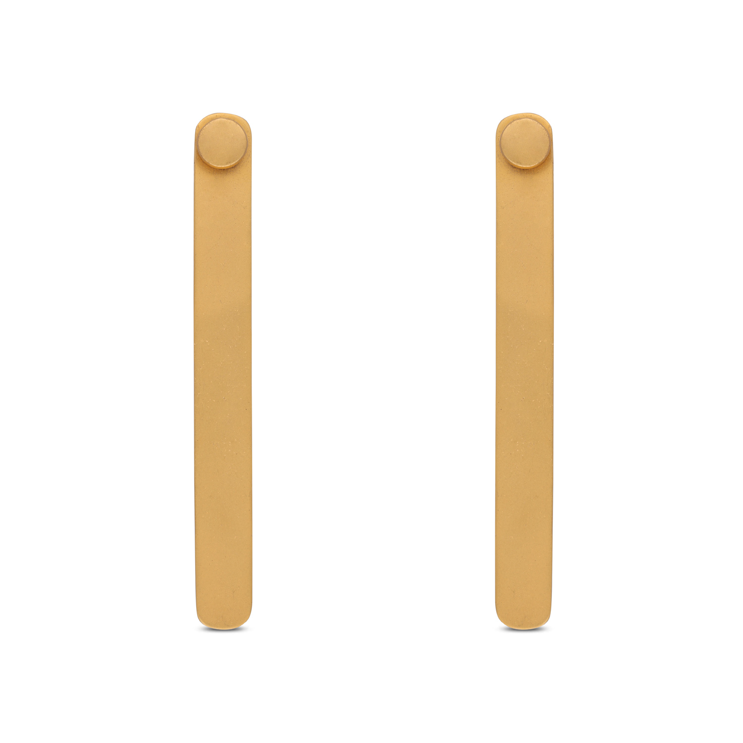Sleek Bar Drop Earrings in Matte Gold Finish
