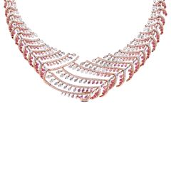 Radiant Ruby and Diamond Necklace with Rose Gold Accents