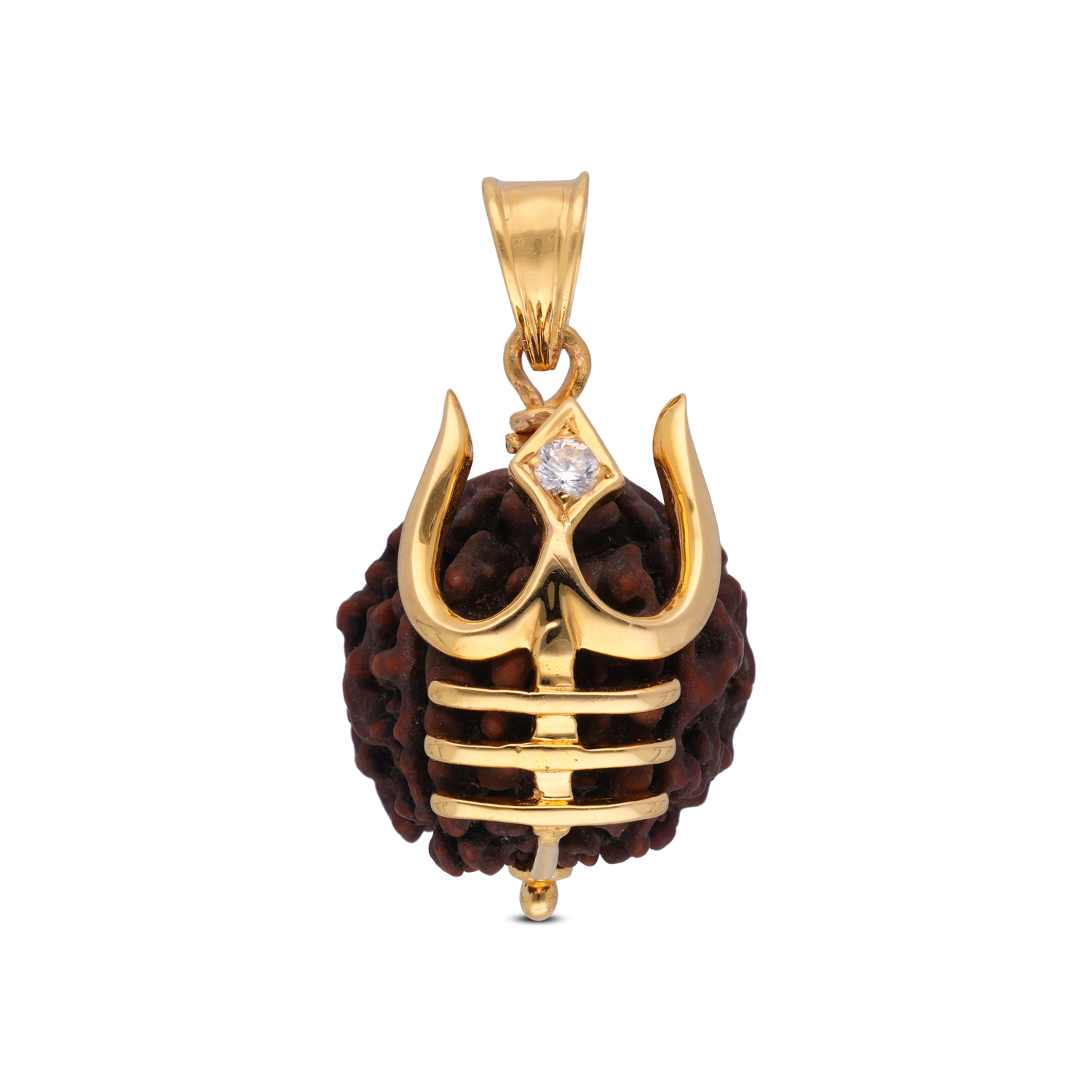 Divine Trident Rudraksha Pendant in Gold