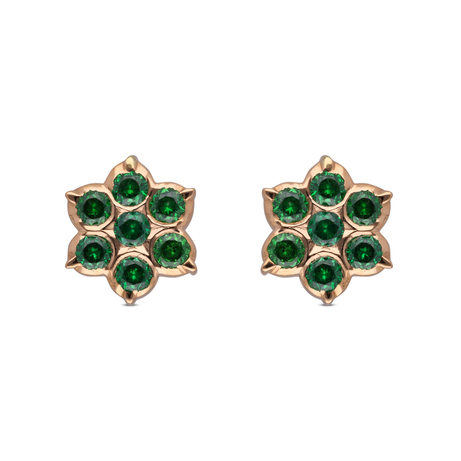 Charming Green Stone Floral Studs