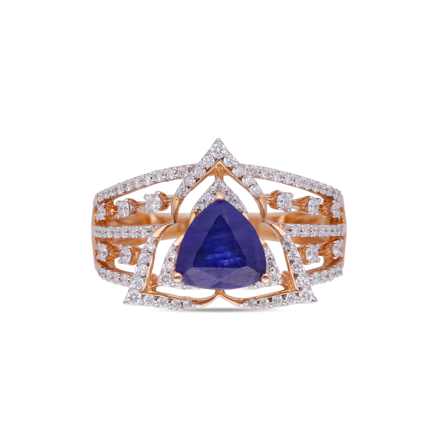 Majestic Blue Sapphire and White Cubic Zirconia Diamond Ring