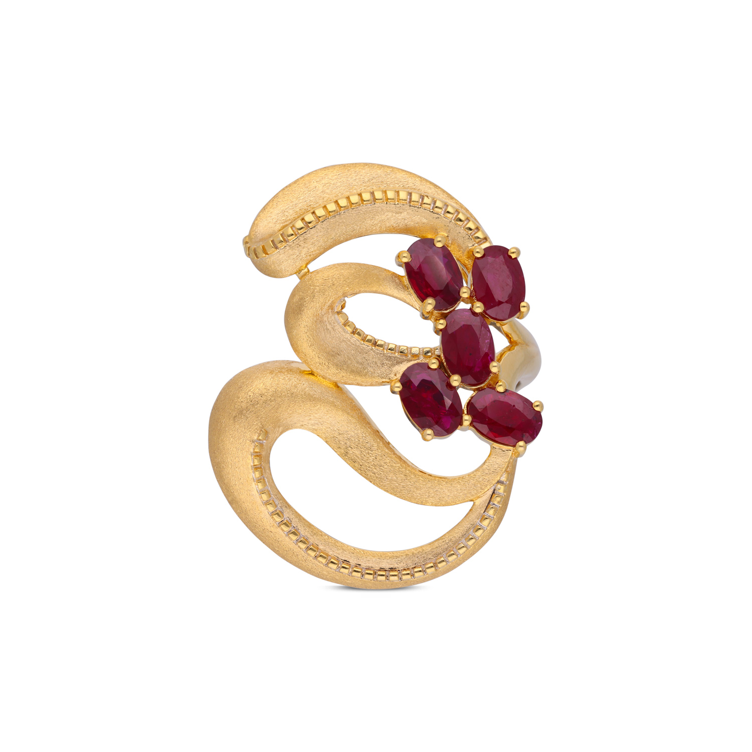 Opulent Ruby Cluster Gold Ring