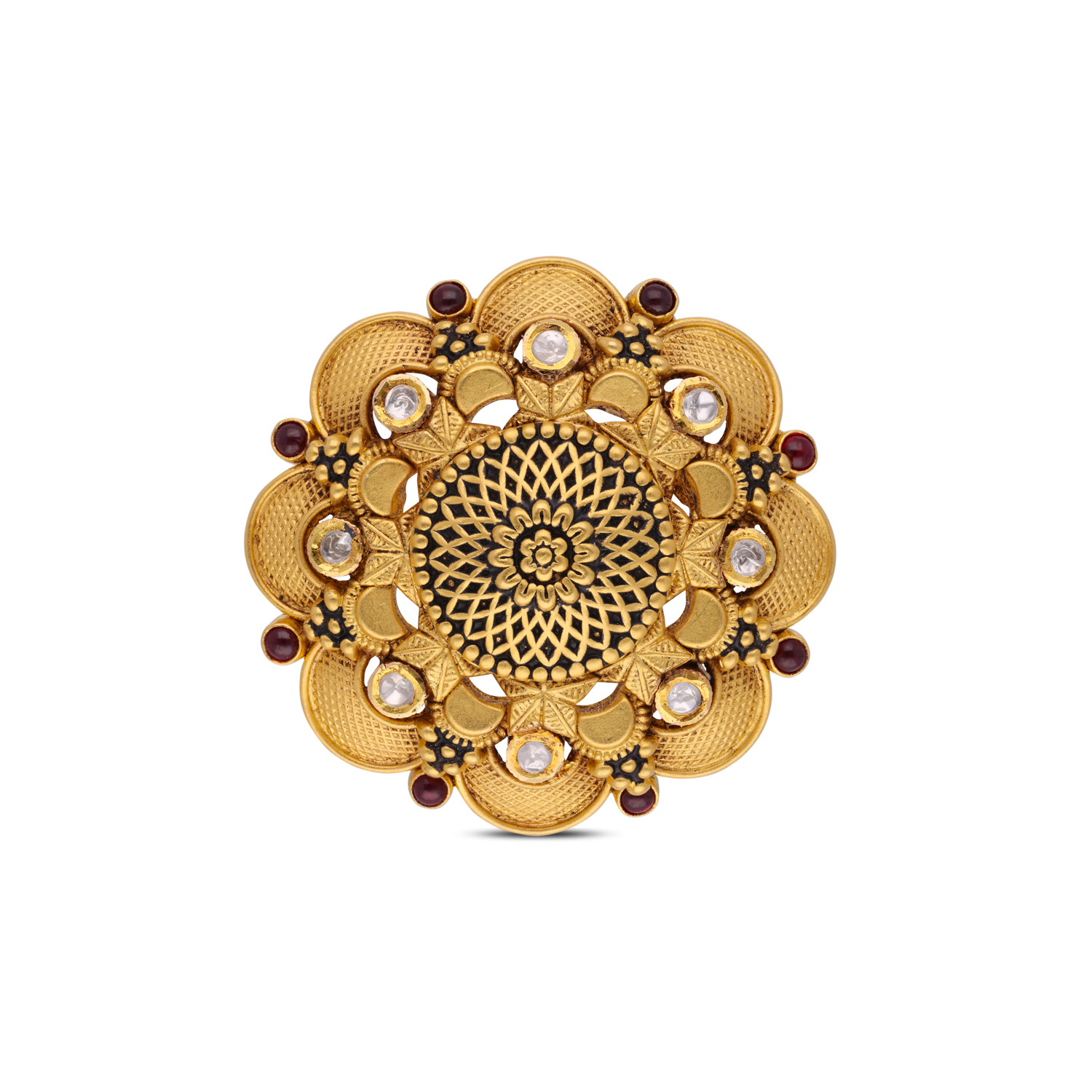 Majestic Red Stone & Kundan Elegance Ring
