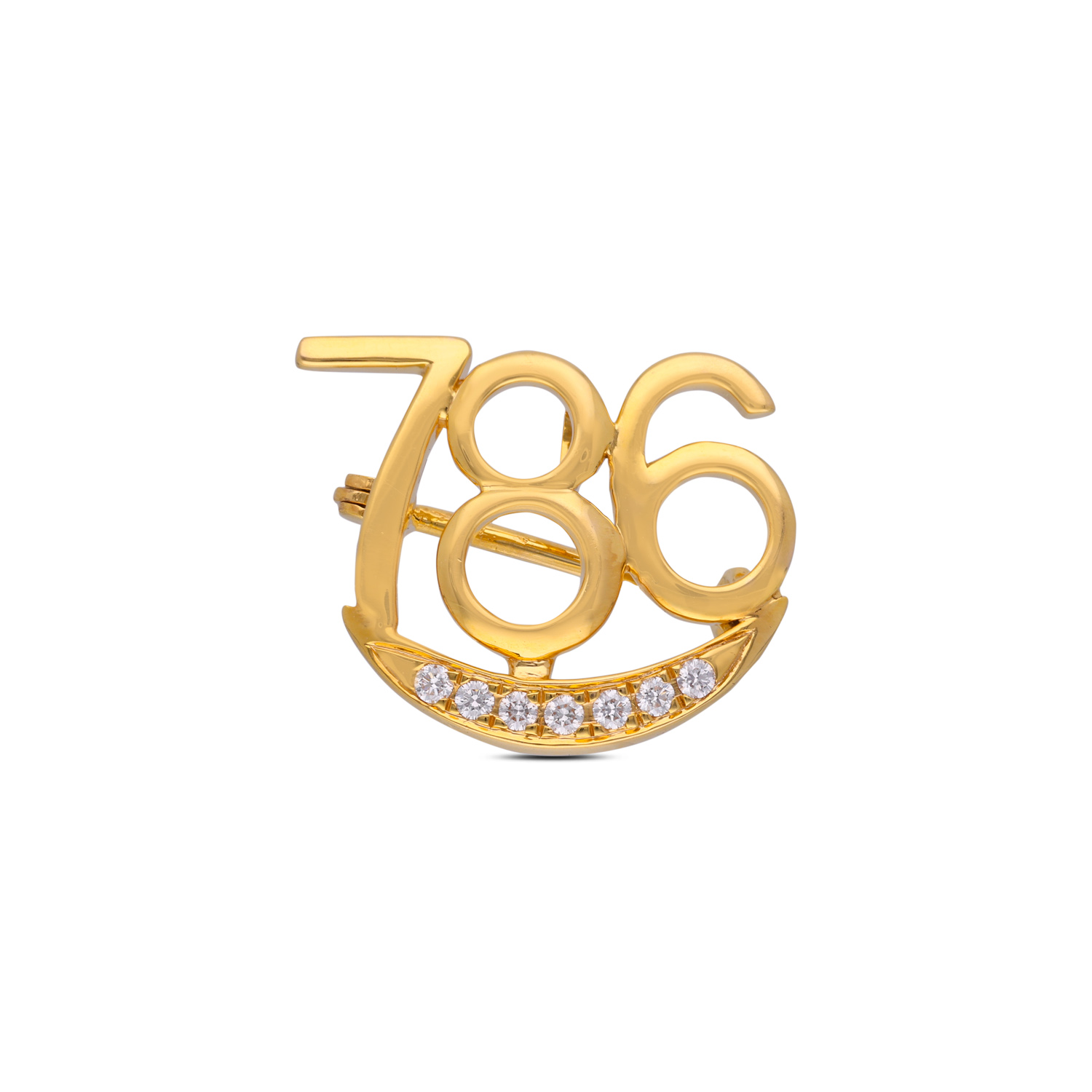 786 Diamond Gold Pendant with Minimal Numeric Design