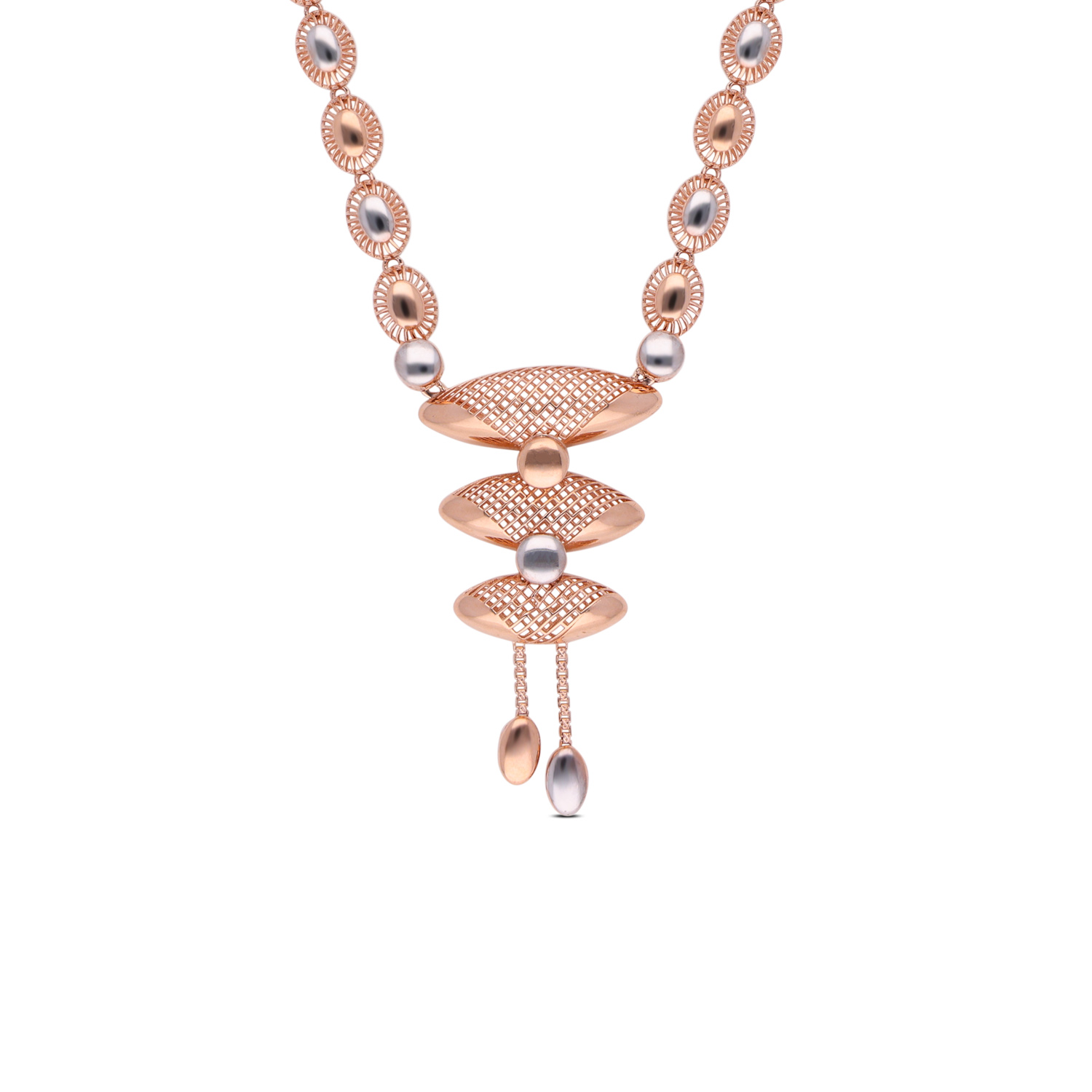 Regal Rose Gold Pendant Necklace with Geometric Harmony