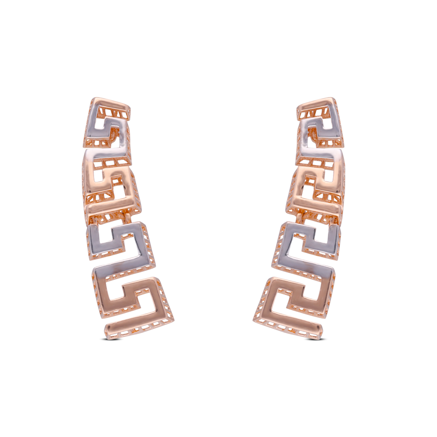 Geometric Grace: Rose Gold Staircase Earrings