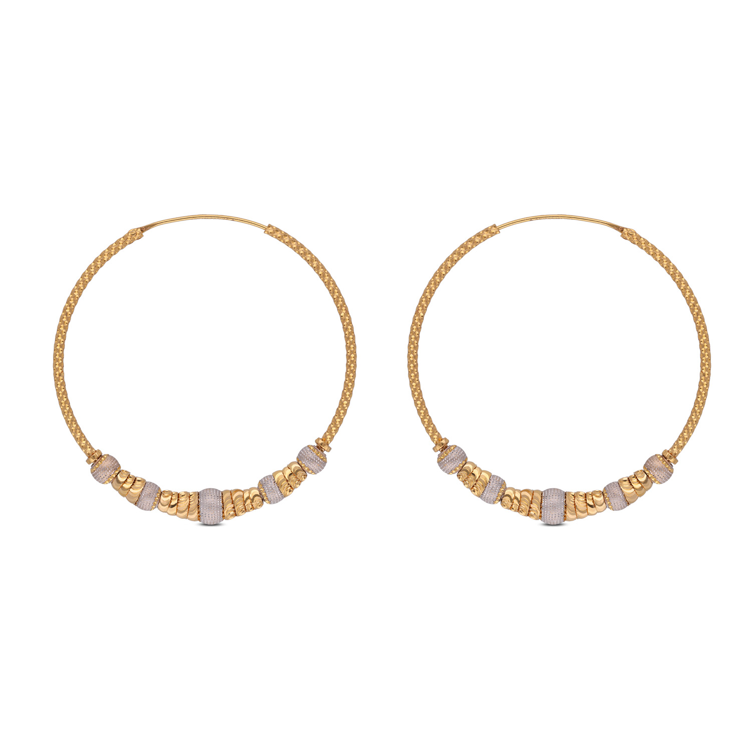 Glimmering Gold and Diamond Hoop Earrings