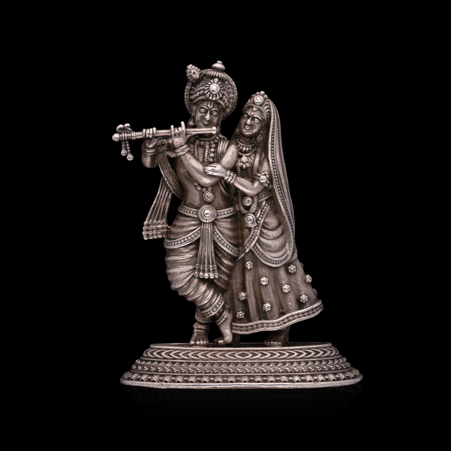 Eternal Harmony: Silver Radha Krishna Idol