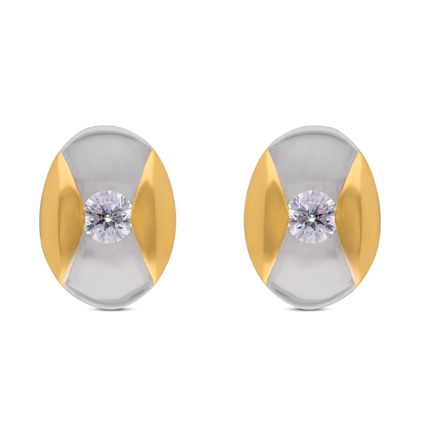 Eclipse of Elegance: Gold and Cubic Zirconia Ear Studs