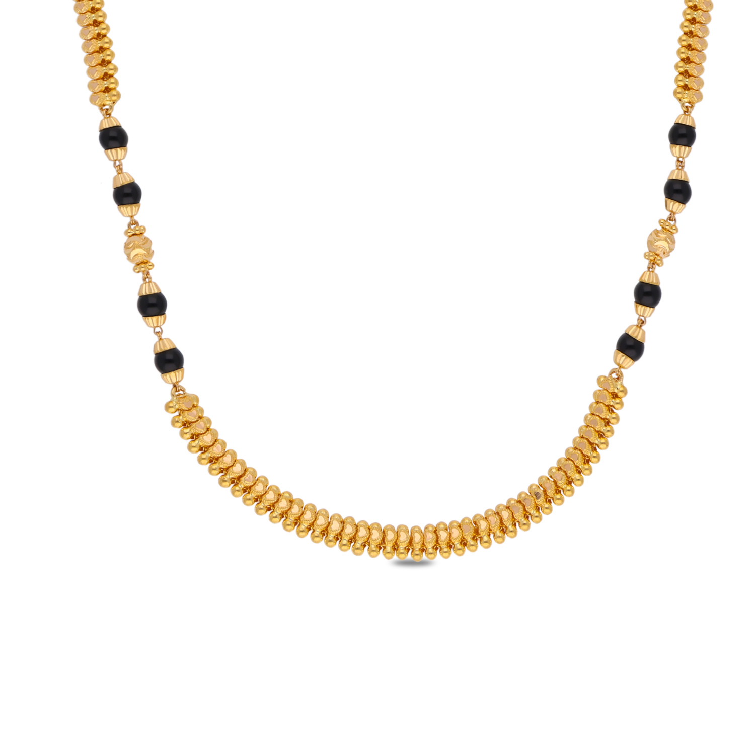 Elegant Gold Chain with Black Bead Accents