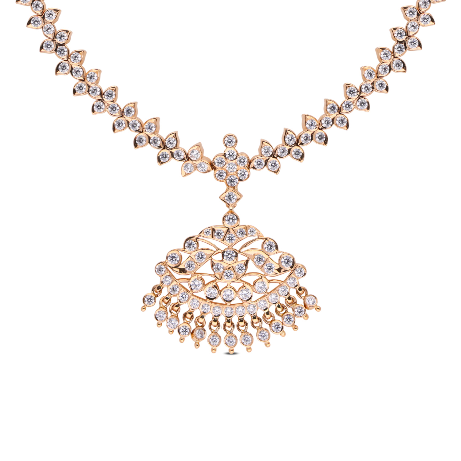 Exquisite Gold Necklace with Sparkling White Cubic Zirconia Detailing