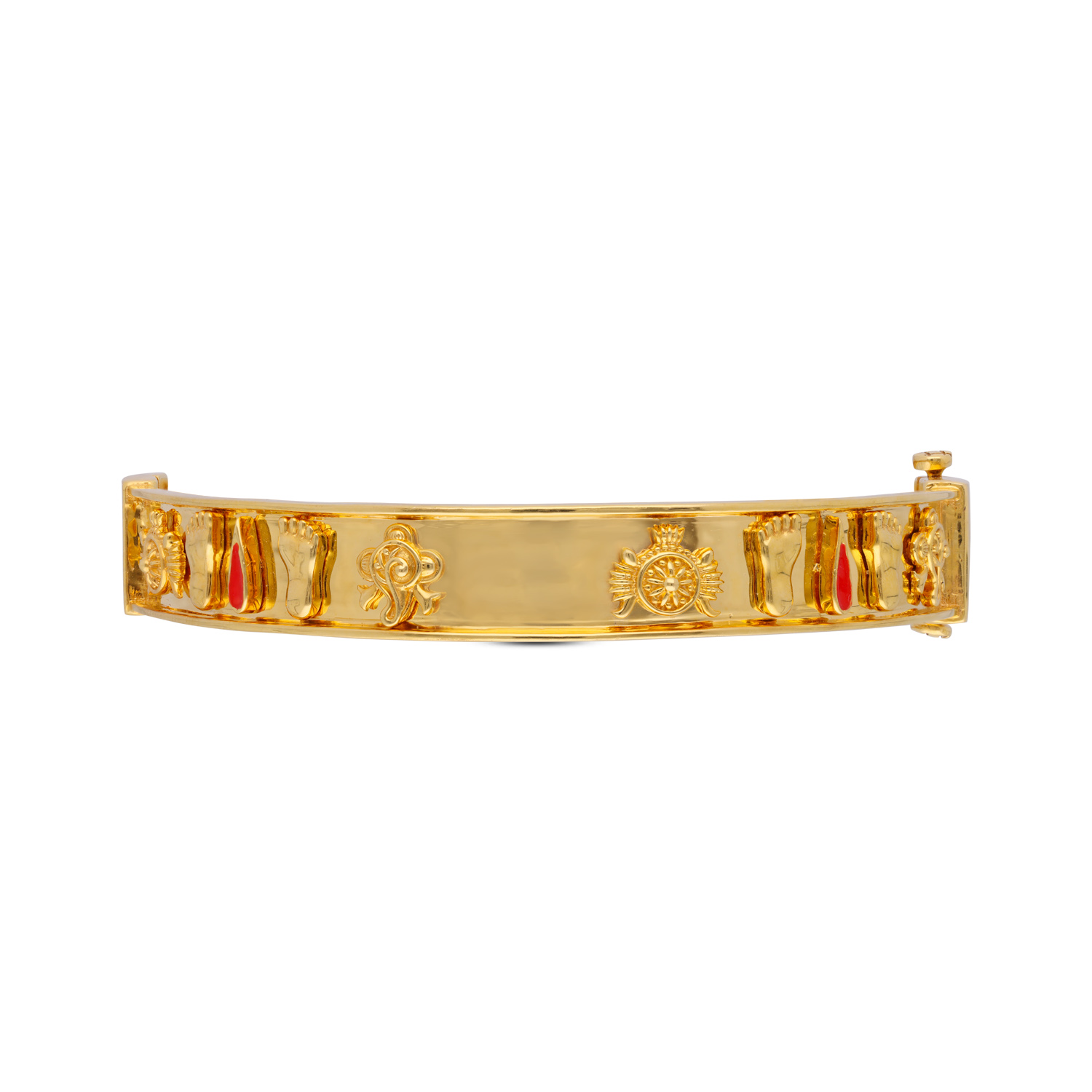Traditional Gold Bangle with Symbolic Embellishments