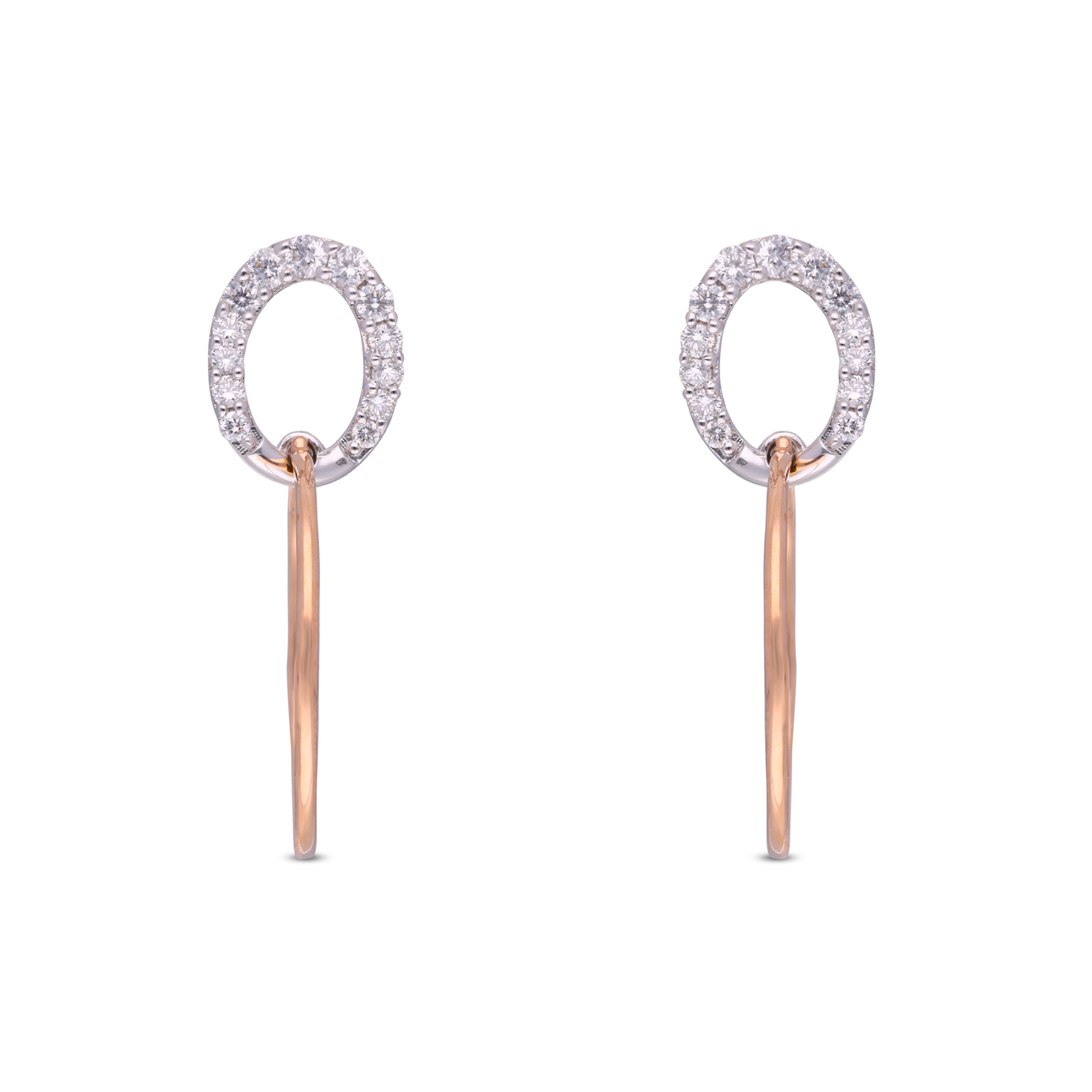 Modern Dual-Tone Diamond Hoop Earrings