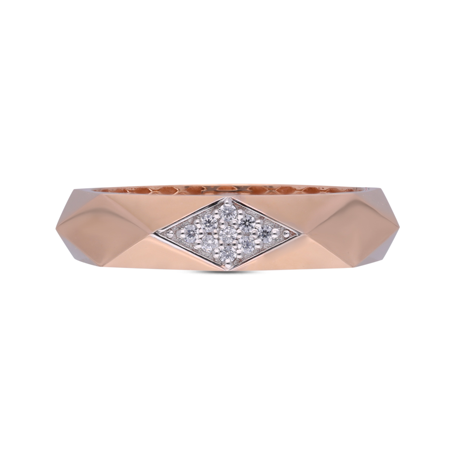 Sleek Geometric Gold Ring with White Cubic Zirconia Accent