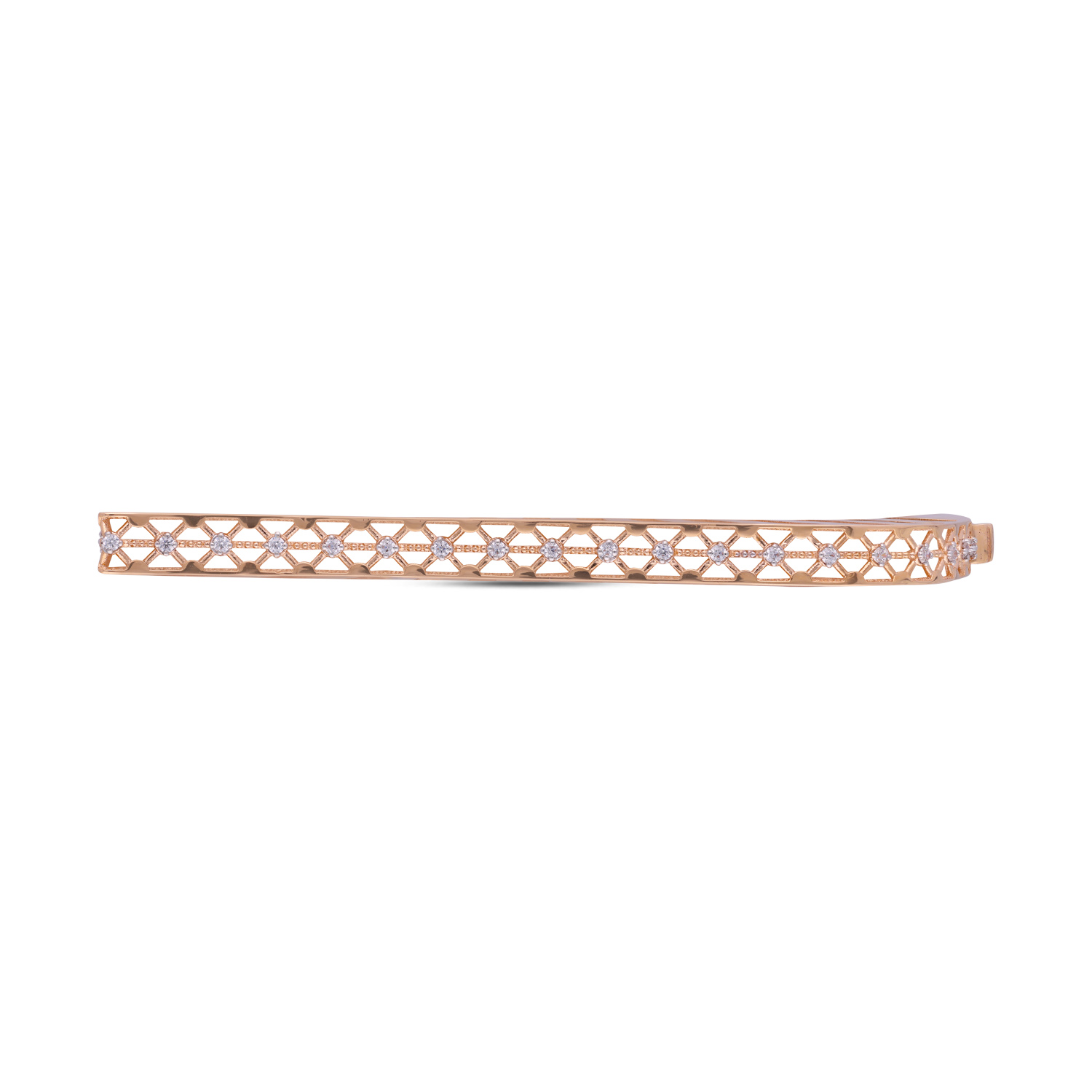 Sleek Gold Bangle with White Cubic Zirconia Detailing