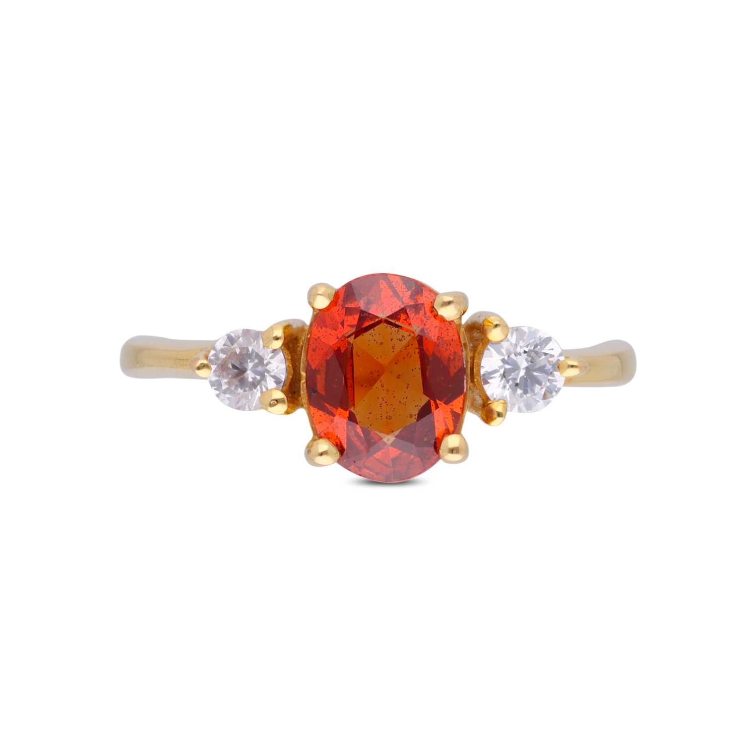 Exquisite Gold Ring with Radiant Orange Sapphire and Sparkling Accents