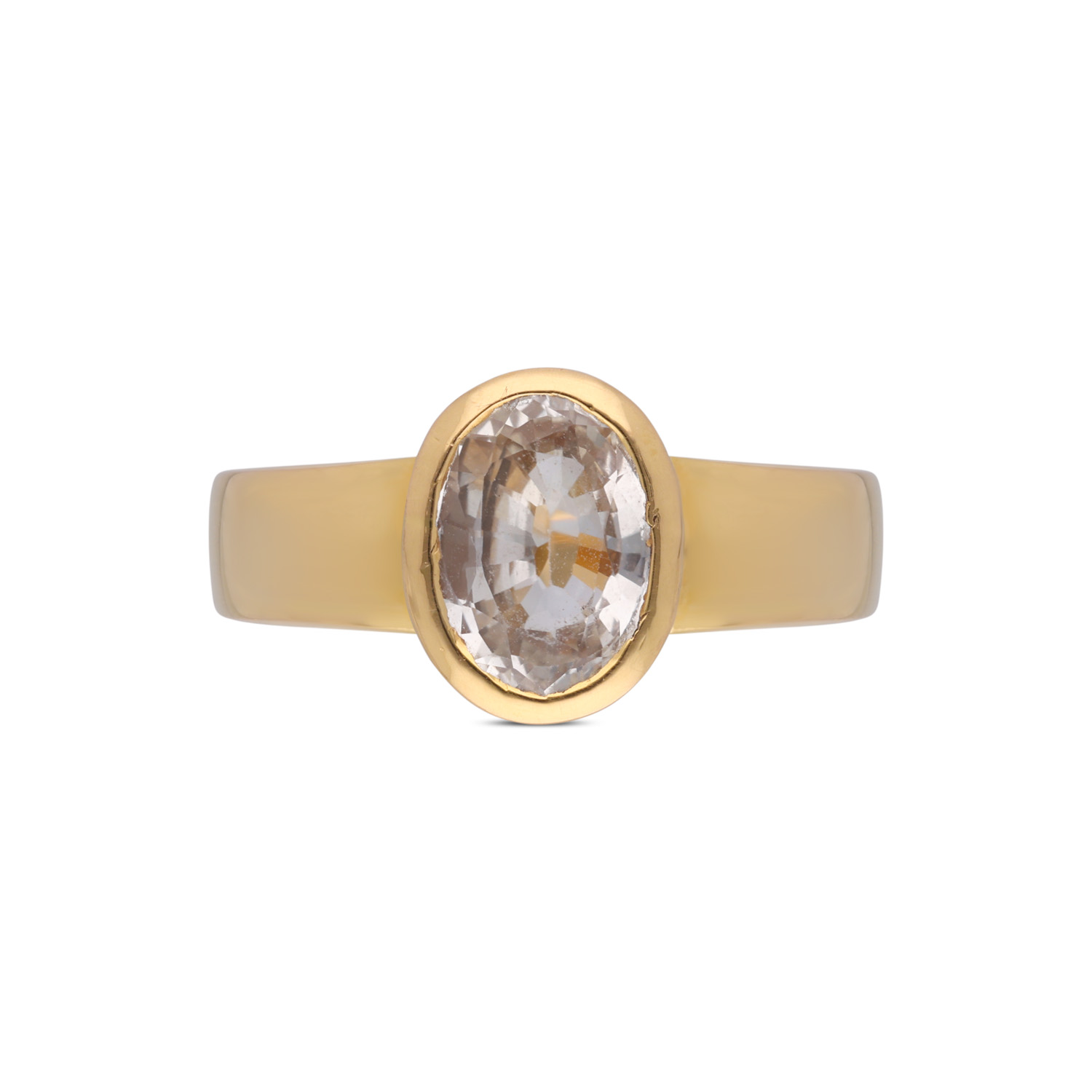 Elegant Pure Gold Ring with Radiant Yellow Sapphire Gemstone