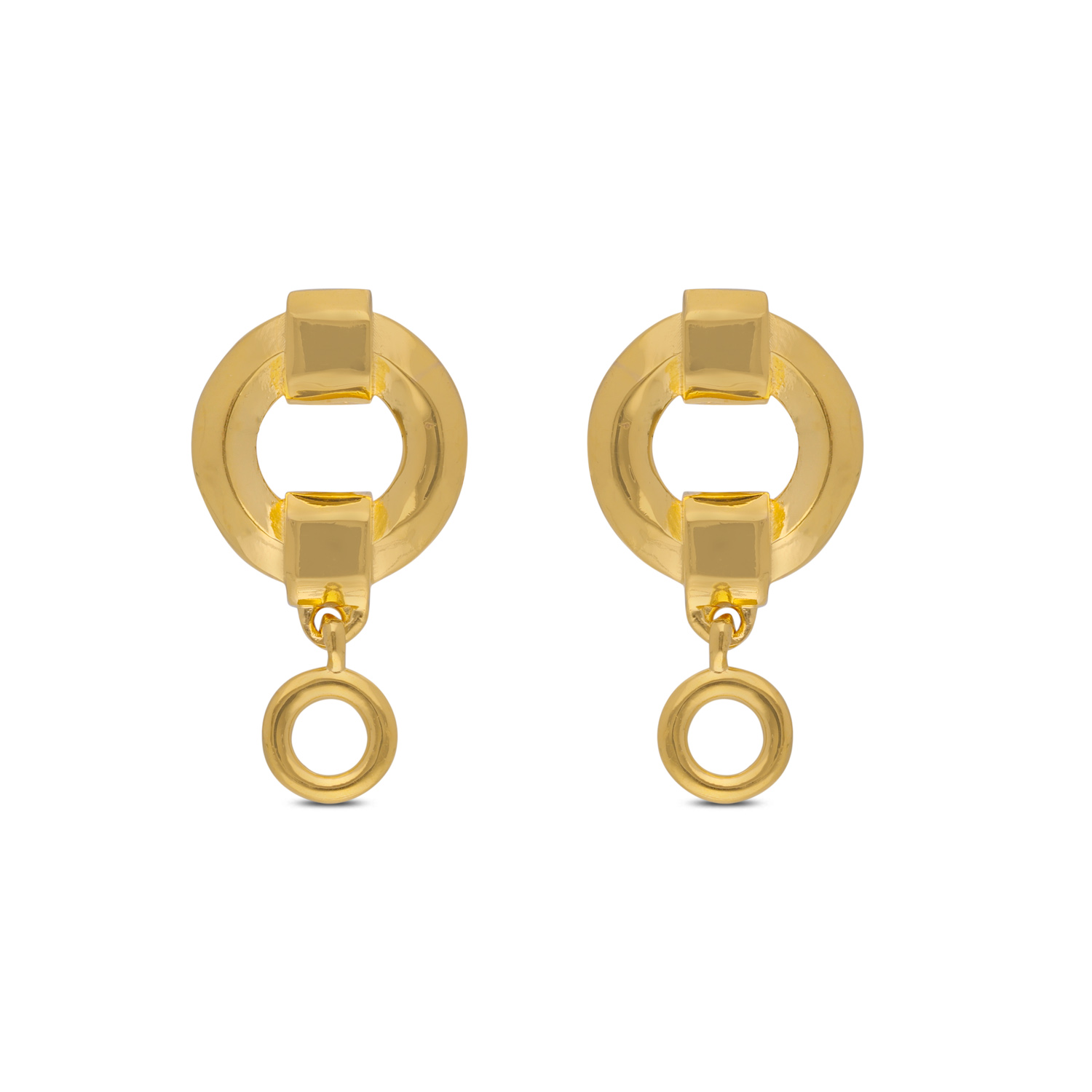 Modern Geometric Gold Drop Ear Studs