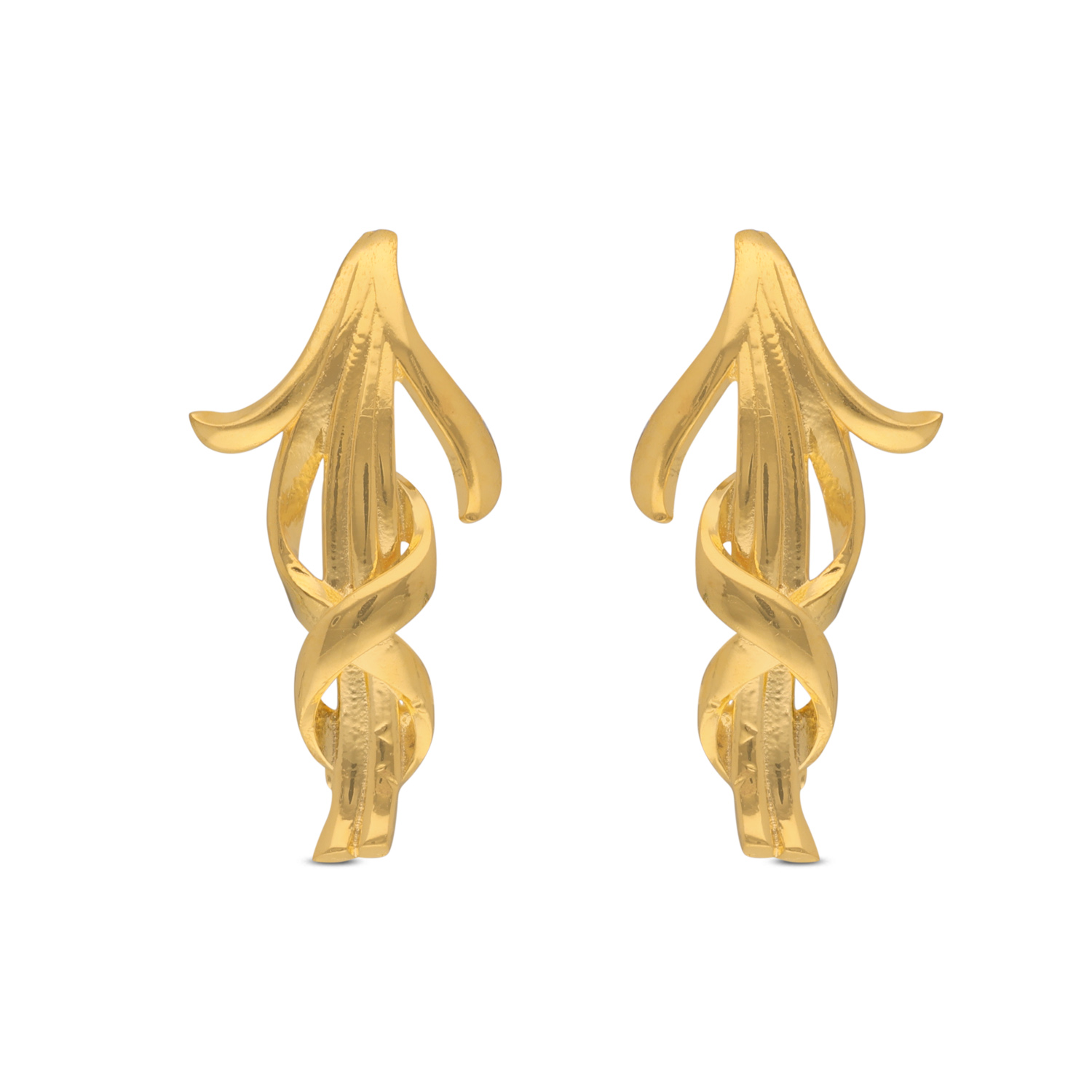 Elegant Gold Ear Tops with Leaf-Inspired Design