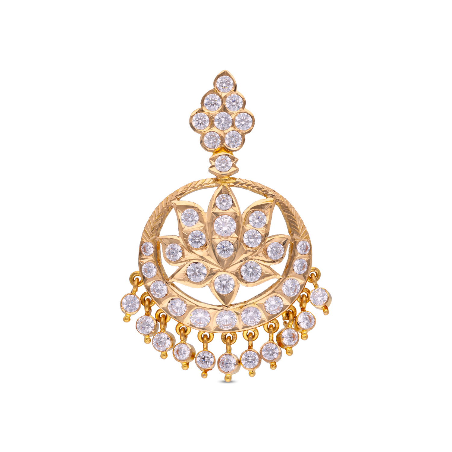 Radiant Gold Pendant with White Cubic Zirconia