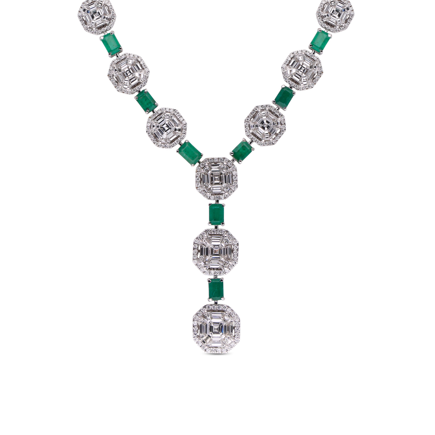 Exquisite Gold Necklace with Emeralds and Diamonds