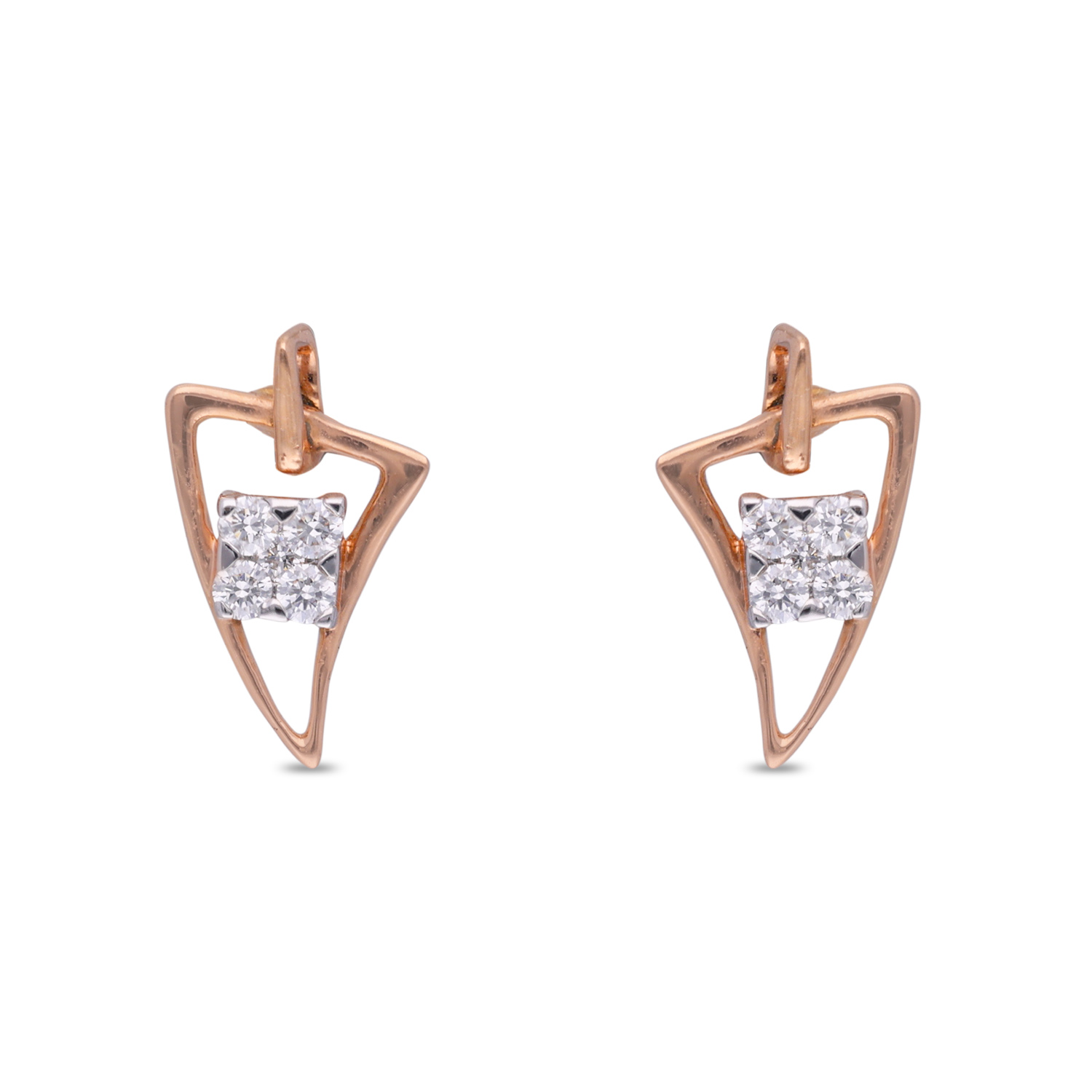 Modern Geometric Diamond Stud Earrings
