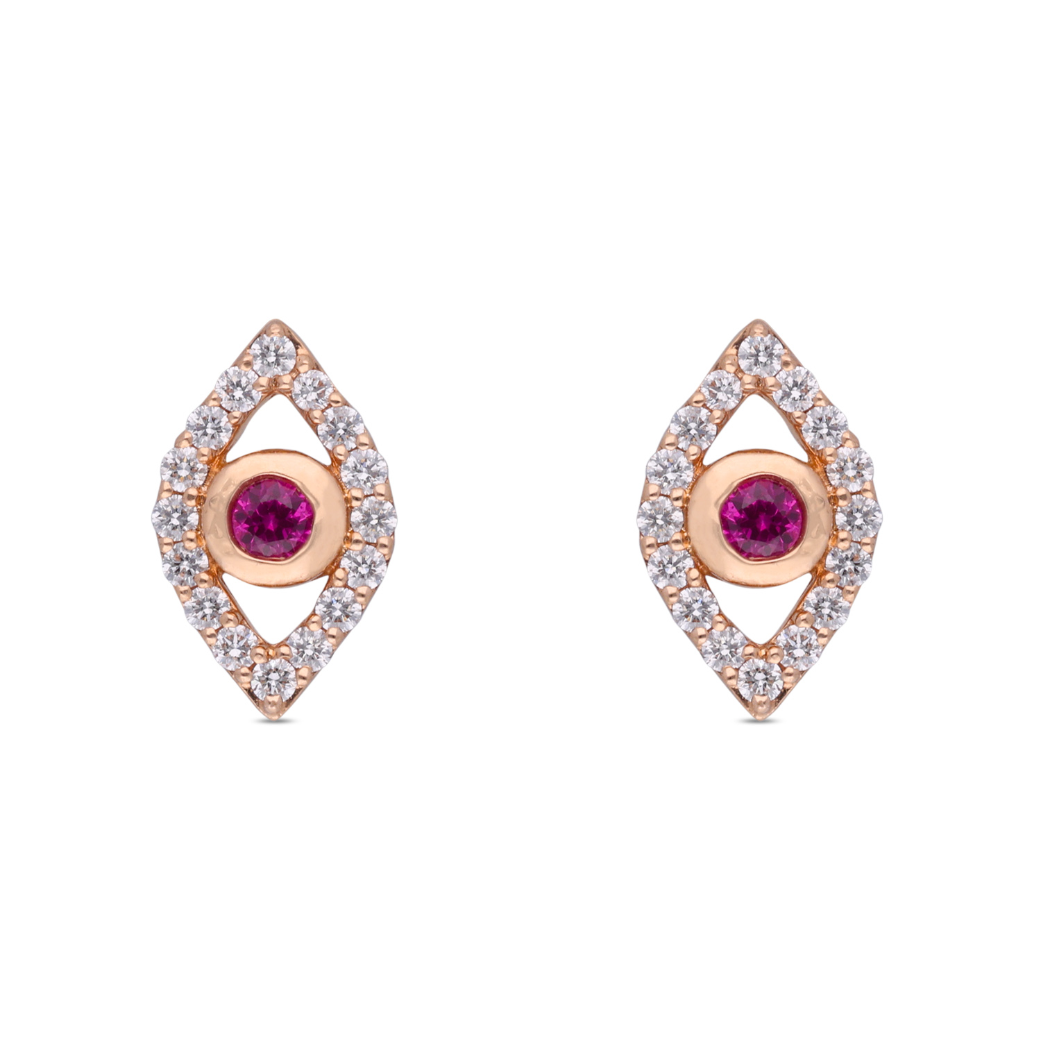 Evil Eye-Inspired Diamond & Ruby Gold Stud Earrings