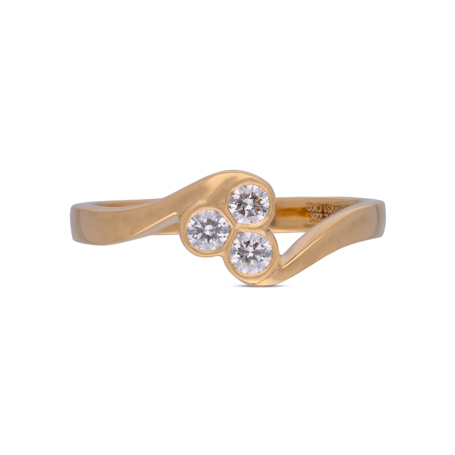 Graceful Trio Gold Diamond Ring – Elegant & Contemporary Design