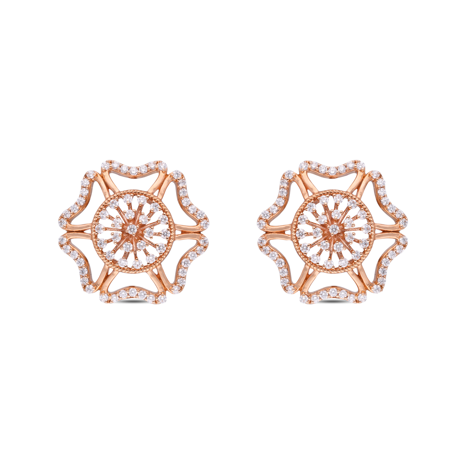 Celestial Bloom Diamond Ear Studs – A Radiant Fusion of Elegance & Artistry