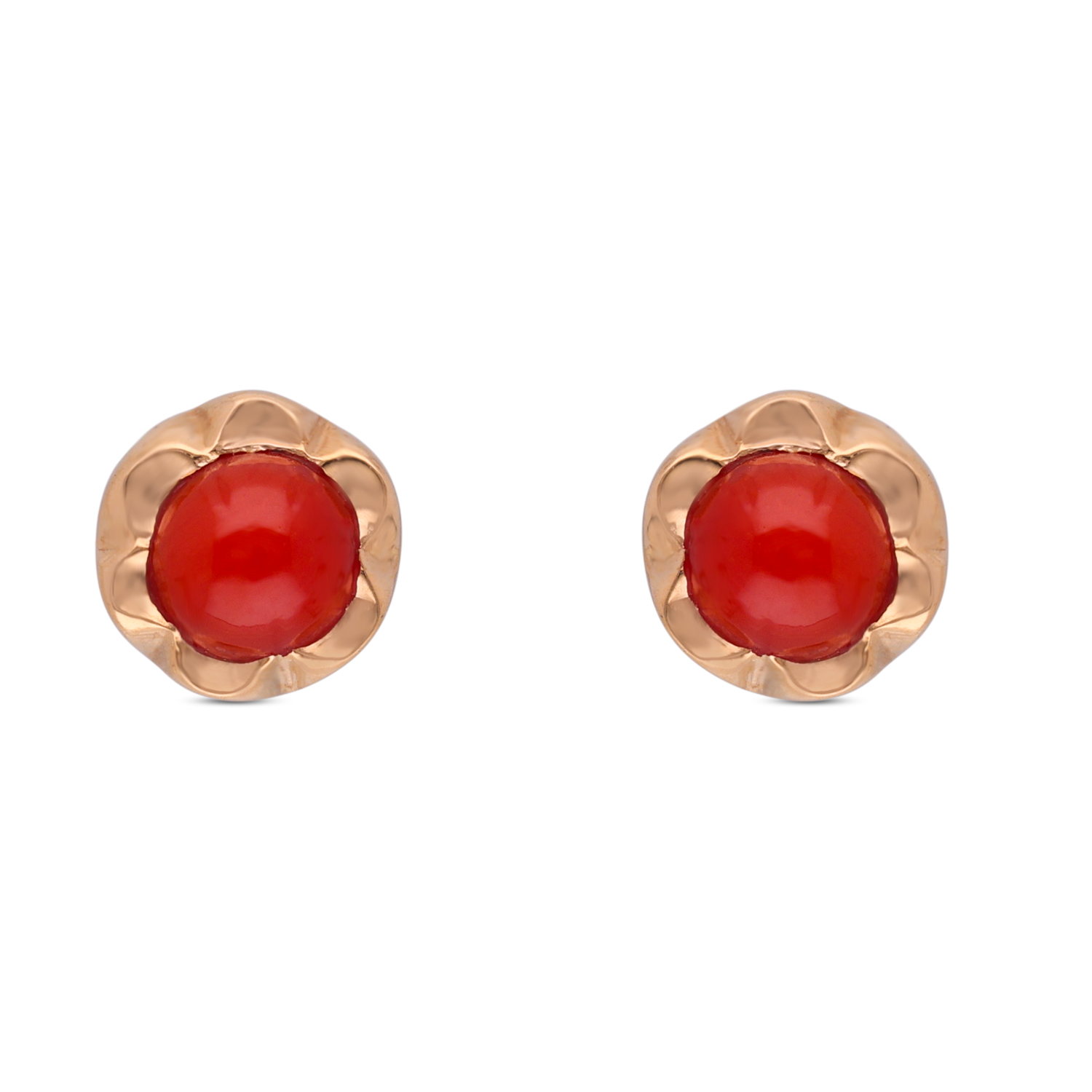 Timeless Bloom Coral Gold Ear Studs – Radiant & Elegant Design