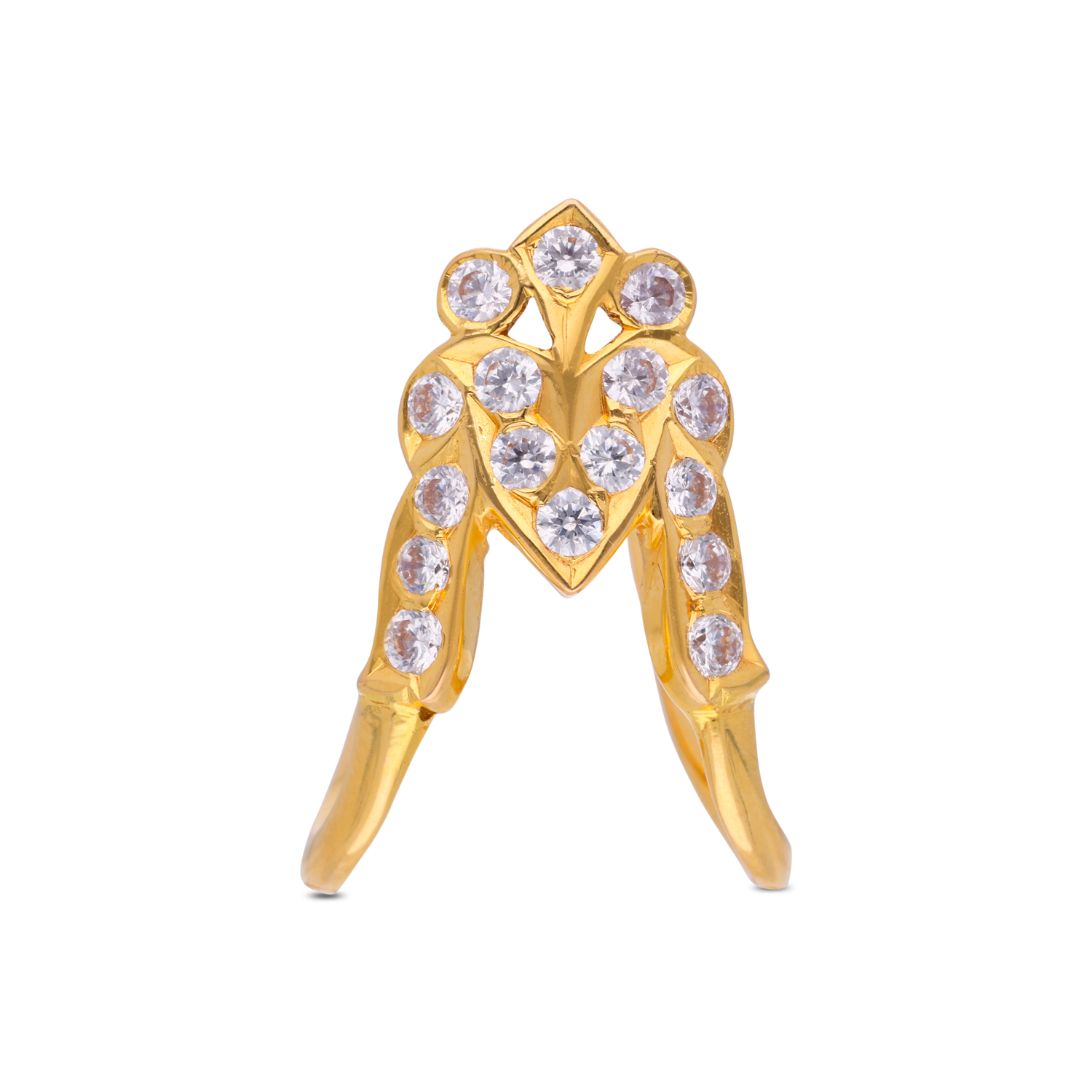 Majestic Crown Gold Ring with Dazzling White Cubic Zirconia