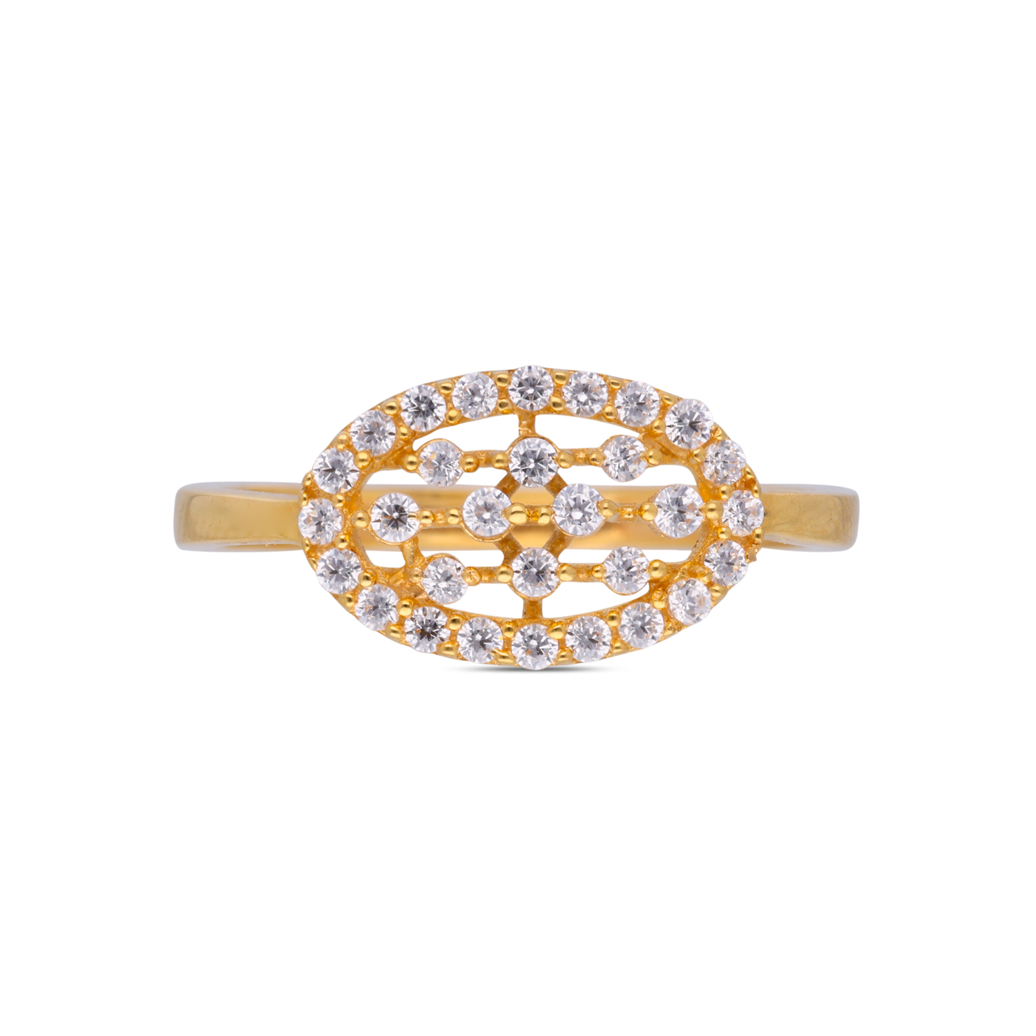 Lustrous Aura Gold Ring with White Cubic Zirconia