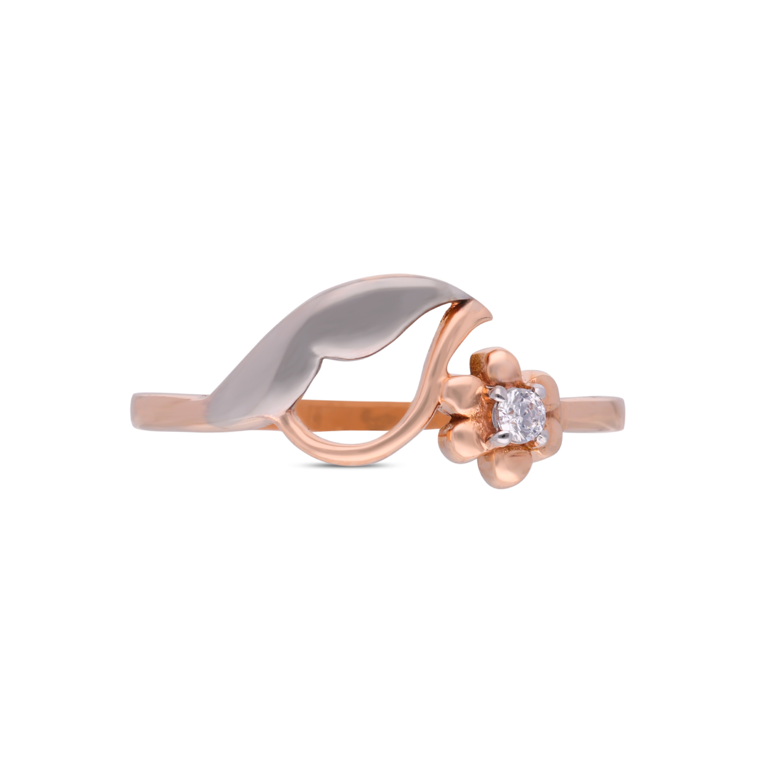 Blossom Elegance Gold Ring with White Cubic Zirconia