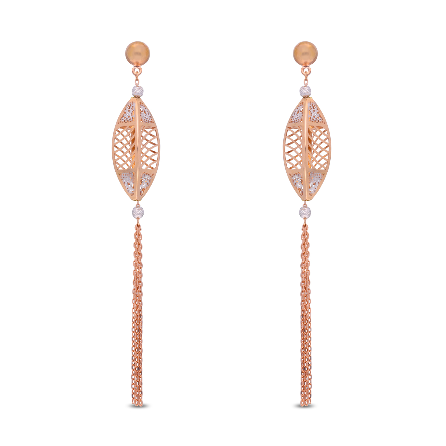 Intricate Gold Tassel Drop Earrings with Filigree Detailing