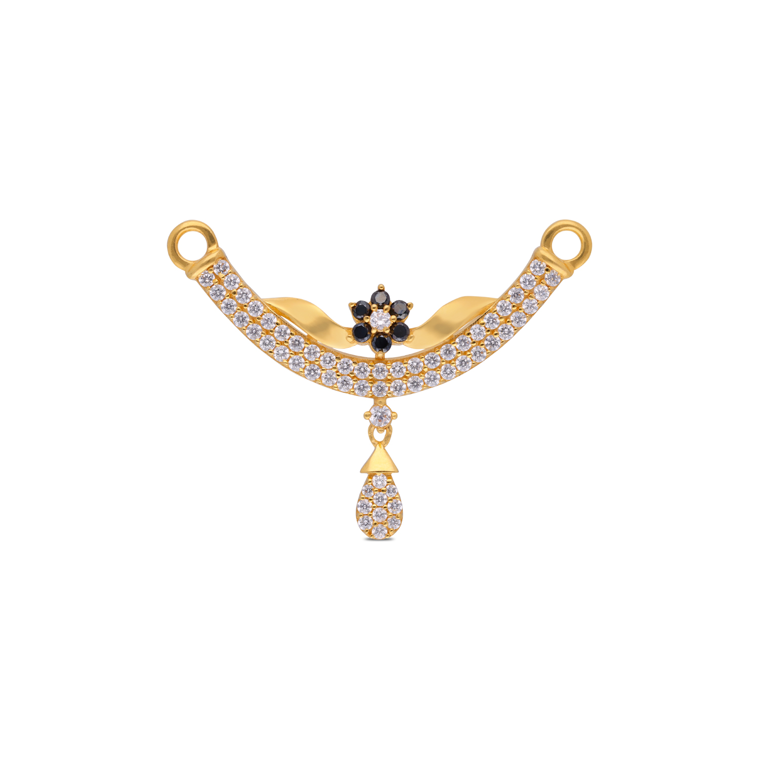 Opulent Gold Pendant Adorned with Sparkling Cubic Zirconia Brilliance