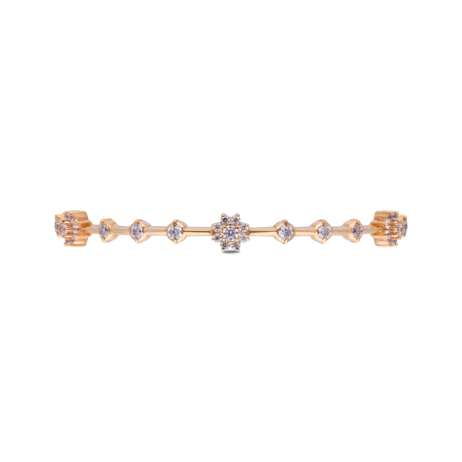Celestial Bloom Gold Bangles with White Zircon Brilliance