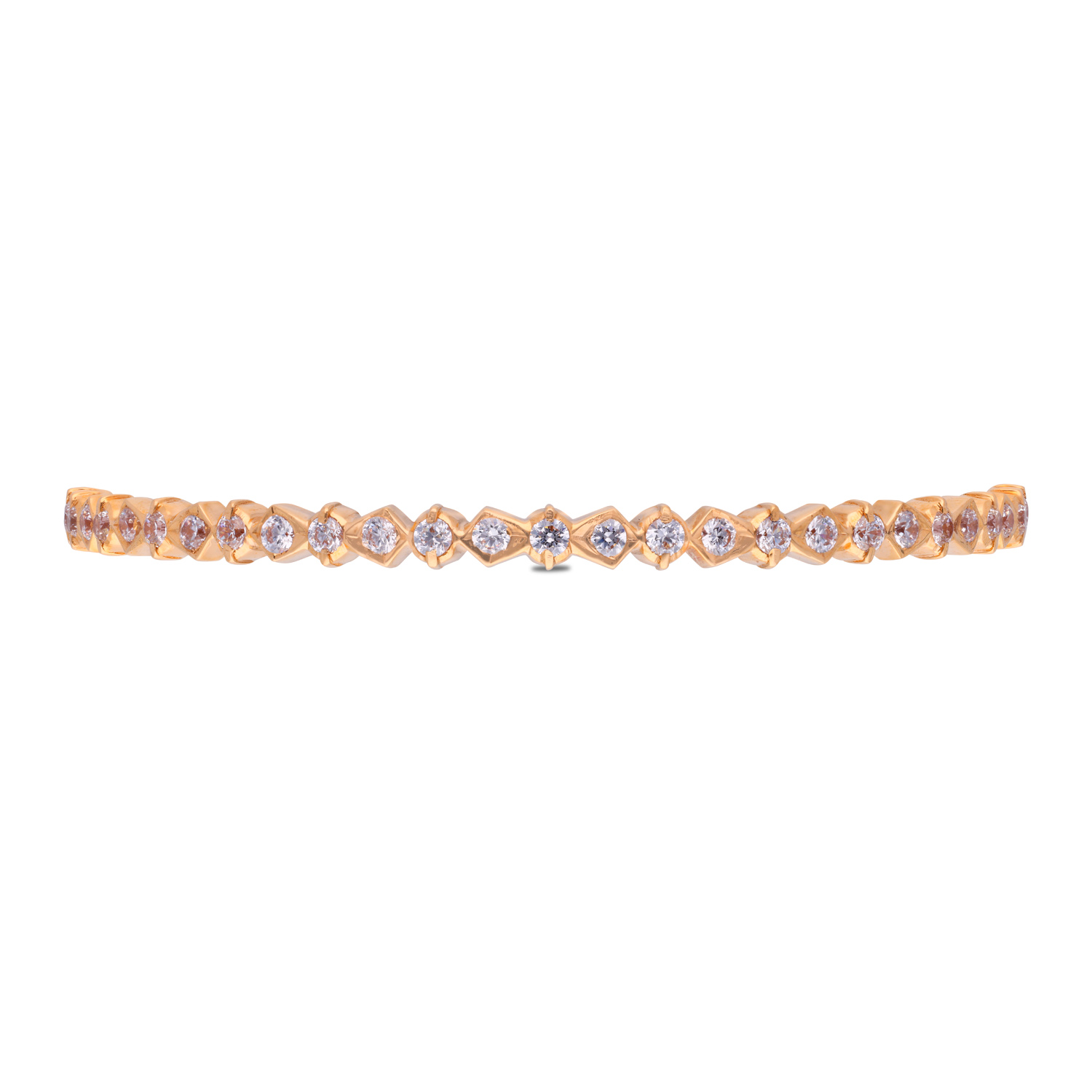 Eternal Sparkle: Sleek Gold Bangles with White Cubic Zirconia Elegance