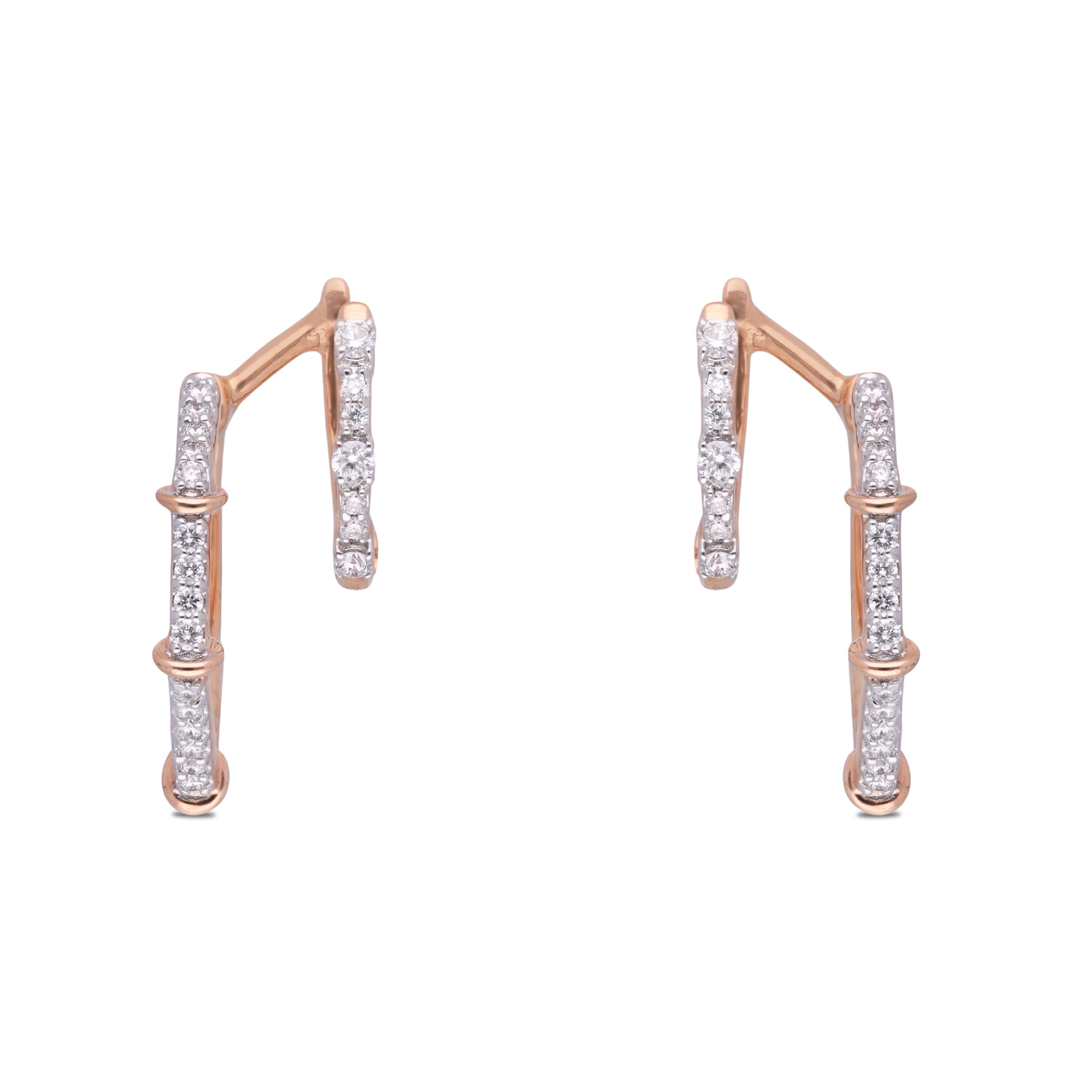 Modern Geometric Gold Earrings with Diamond Accents