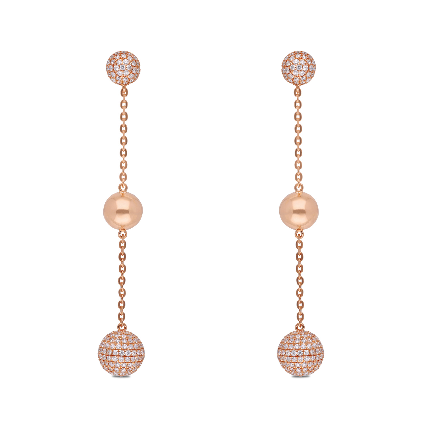 Celestial Sphere Diamond Drop Earrings in Gold