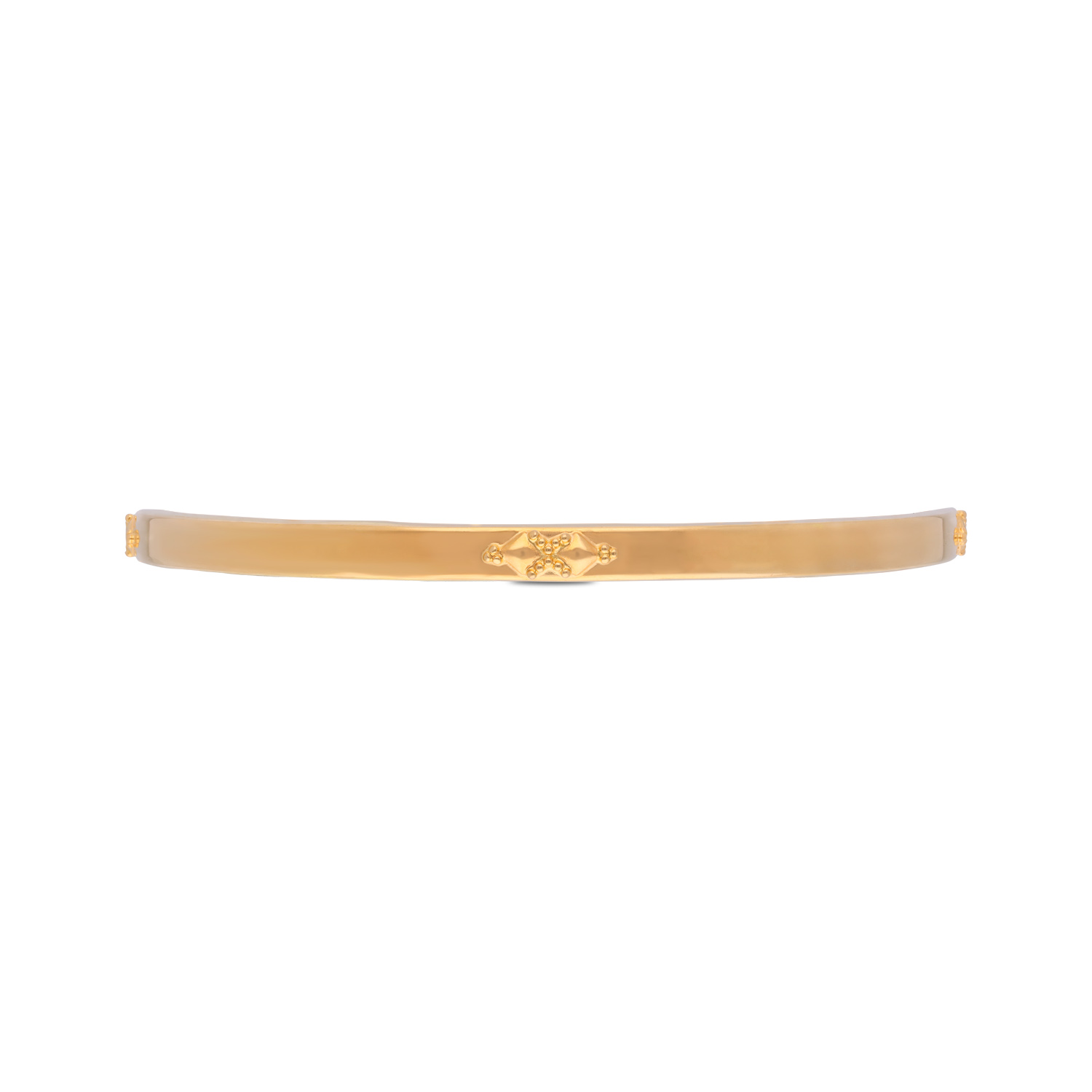 Ethereal Heritage: Sleek Gold Bangle with Intricate Detailing