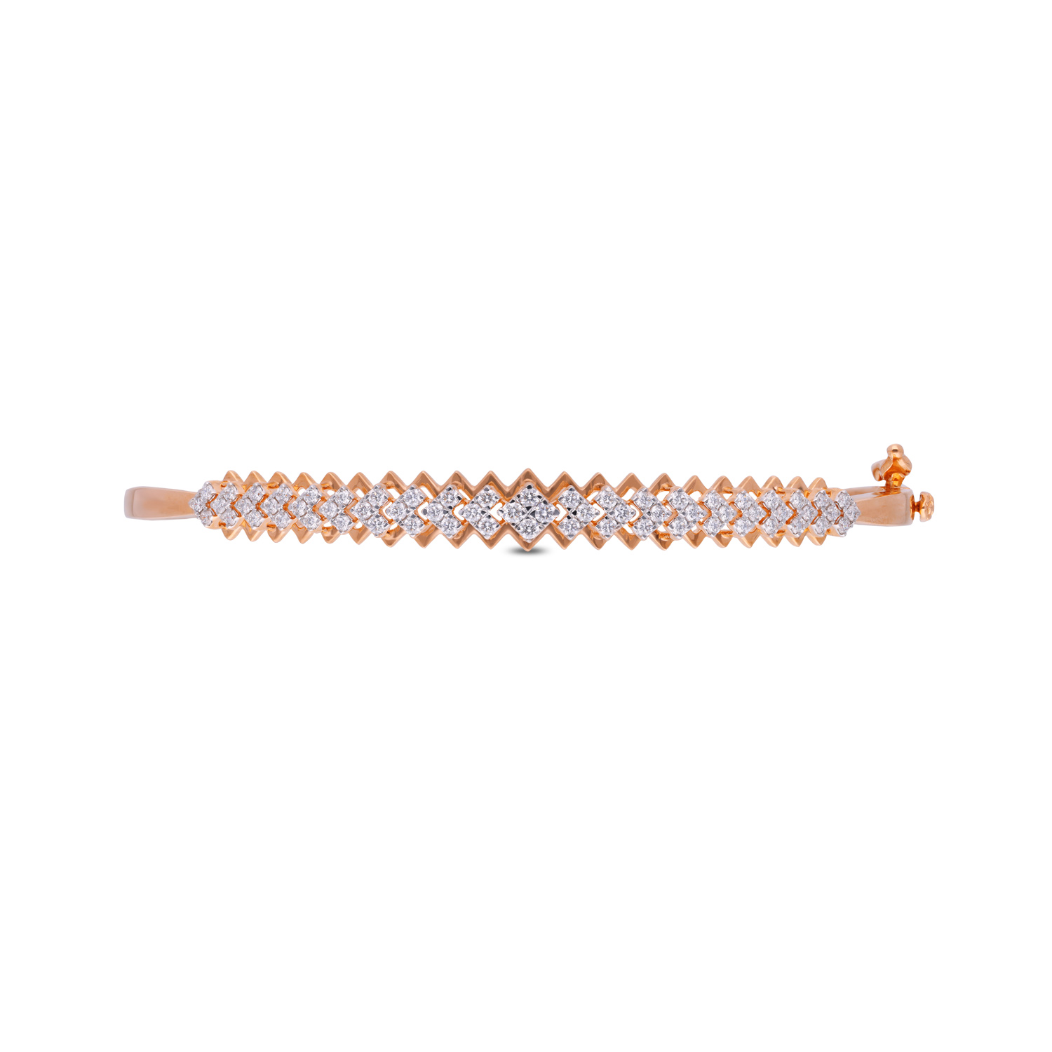 Zigzag Brilliance Diamond Gold Bangle