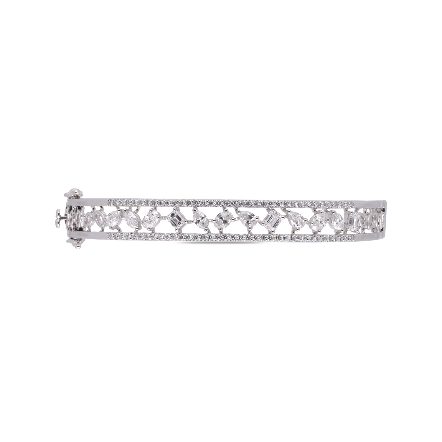 Luminous Diamond-Embellished Gold Bangle